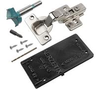 AERZETIX - Kit de 12 charnières invisibles à 110° avec clip amortisseur 3D réglage pour portes rentrantes + gabarit de perçage Ø35 mm + foret Ø35 mm + mèche Ø2.5 mm + 50 vis Ø3.5x16 mm et embout PZ2