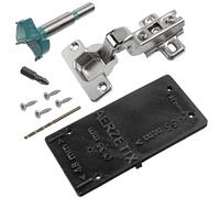 AERZETIX - Kit de 12 charnières invisibles pour portes rentrantes/encastrées 110° avec gabarit de perçage Ø35 mm + foret à bois Ø35 mm + mèche à bois Ø 2.5 mm + 50 vis Ø3.5x16 et embout 1/4 PZ2