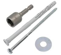 AERZETIX | Kit de 12 chevilles à collerette fraisée Ø10x160 mm en nylon + 12 vis tirefond Ø7x160 mm + 12 rondelles larges pour boulon M8 + 1 douille embout à 6 pans creux 1/4 SW12