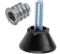 AERZETIX - Kit de 16 Pieds vérins de Meubles réglables M6 à Visser + 16 Inserts filetés M6 à 6 pans Creux pour réglage Hauteur et aménagement de Tables chaises Bureaux en Bois