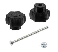 AERZETIX - Kit de 20 boutons molettes poignées de serrage M3 en forme d'étoile en plastique noir + 10 vis M3x50 mm à 6 pans et 10 écrous M3 hexagonaux | plage de serrage maximale 35,6 mm