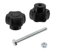 AERZETIX - Kit de 20 boutons molettes poignées de serrage M3 en forme d'étoile en plastique noir + 10 vis M3x30 mm à 6 pans et 10 écrous M3 hexagonaux | plage de serrage maximale 15,6 mm
