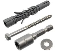 AERZETIX - Kit de 20 chevilles Ø8x60 mm en nylon + 20 vis tirefond Ø5x60 mm inoxydable A2 + 20 rondelles larges A2 pour boulon M5 + 1 douille embout de vissage à 6 pans creux 1/4 SW8