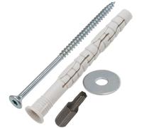 AERZETIX - Kit de 20 chevilles universelles à collerette biseautée Ø8x100 mm en polyamide + 20 vis à bois Ø5x100 mm + 20 rondelles larges pour boulon M5 + 1 embout de vissage étoile T25