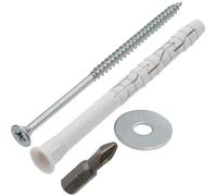 AERZETIX - Kit de 20 chevilles universelles à collerette biseautée Ø8x100 mm en polyamide + 20 vis à bois Ø5x100 mm + 8 rondelles larges pour boulon M5 + 1 embout de vissage PZ2 1/4