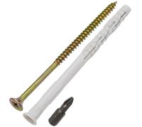 AERZETIX - Kit de 20 chevilles universelles à collerette biseautée Ø8x120 mm en polyamide + 20 vis à bois Ø5x120 mm + 1 embout de vissage PZ2 1/4