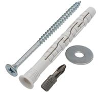 AERZETIX - Kit de 20 chevilles universelles à collerette biseautée Ø8x80 mm en polyamide + 20 vis à bois Ø5x80 mm + 20 rondelles larges pour boulon M5 + 1 embout de vissage PZ2 1/4