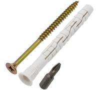 AERZETIX - Kit de 20 chevilles universelles à collerette biseautée Ø8x80 mm en polyamide + 20 vis à bois Ø5x80 mm + 1 embout de vissage PZ2 1/4