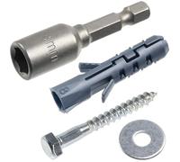 AERZETIX - Kit de 25 chevilles à expansion Ø8x40 mm en nylon + 25 vis tirefond à tête hexagonale Ø5x40 mm + 25 rondelles larges pour boulon M5 + 1 douille embout de vissage à 6 pans 1/4 SW8