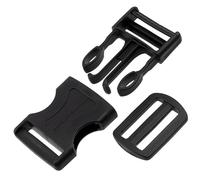 AERZETIX - Kit de 4 Boucles clips d'attache réglable à ouverture rapide + 4 Boucles coulissantes pour sangles, bretelles, créations textiles | passant 30 mm | en plastique de couleur noir