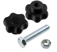 AERZETIX - Kit de 4 boutons molettes poignées de serrage М12 en forme d'étoile en plastique noir + 2 vis M12x60 mm à 6 pans et 2 écrous M12 hexagonaux | plage de serrage maximale 16 mm