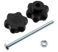 AERZETIX - Kit de 4 boutons molettes poignées de serrage M10 en forme d'étoile en plastique noir + 2 vis M10x150 mm à 6 pans et 2 écrous M10 hexagonaux | plage de serrage maximale 110 mm