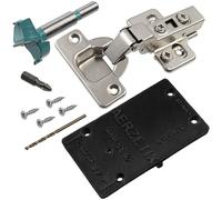 AERZETIX - Kit de 4 charnières invisibles à 110° avec clip amortisseur 3D réglage à demi-recouvrement + gabarit de perçage Ø35 mm + foret Ø35 mm + mèche Ø2.5 mm + 16 vis Ø3.5x16 mm et embout PZ2