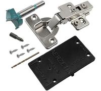 AERZETIX - Kit de 4 charnières invisibles à 110° avec clip amortisseur 3D réglage à recouvrement total + gabarit de perçage Ø35 mm + foret Ø35 mm + mèche Ø2.5 mm + 16 vis Ø3.5x16 mm et embout PZ2
