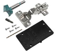 AERZETIX - Kit de 4 charnières invisibles à demi-recouvrement 110° avec gabarit de perçage Ø35 mm + foret à bois Ø35 mm + mèche à bois Ø 2.5 mm + 16 vis Ø3.5x16 et embout 1/4 PZ2