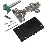 AERZETIX - Kit de 4 charnières invisibles à recouvrement total 110° avec gabarit de perçage Ø35 mm + foret à bois Ø35 mm + mèche à bois Ø 2.5 mm + 16 vis Ø3.5x16 et embout 1/4 PZ2