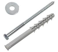 AERZETIX - Kit de 4 chevilles à collerette Ø16x200 mm en nylon avec ailettes + 4 vis tirefond Ø12x200 mm + 4 rondelles larges pour boulon M12 | fixation en matériaux pleins béton brique parpaing