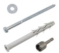 AERZETIX - Kit de 4 chevilles à collerette biseautée Ø12x140 mm en nylon + 4 vis tirefond Ø8x140 mm + 4 rondelles larges pour boulon M8 + 1 douille embout de vissage à 6 pans creux 1/4 SW13