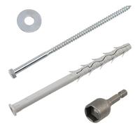 AERZETIX - Kit de 4 chevilles à collerette biseautée Ø12x200 mm en nylon + 4 vis tirefond Ø8x200 mm + 4 rondelles larges pour boulon M8 + 1 douille embout de vissage à 6 pans creux 1/4 SW13