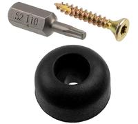 AERZETIX - Kit de 4 patins de meuble Ø17.5x9.5 mm en caoutchouc + 4 vis à bois à tête fraisée Ø3x20 mm + 1 embout de vissage étoile 1/4 T10 pour l'installation sous étagère commode canapé