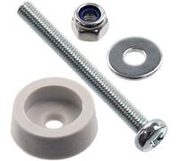 AERZETIX - Kit de 4 patins de meubles ronds Ø14x5 mm en caoutchouc de couleur gris clair + 4 vis métaux M3x30 mm + 4 écrous de blocage M3 + 4 rondelles larges pour boulon M3