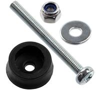 AERZETIX - Kit de 4 patins de meubles ronds Ø14x5 mm en caoutchouc de couleur noir + 4 vis métaux M3x30 mm + 4 écrous de blocage M3 + 4 rondelles larges pour boulon M3