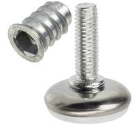 AERZETIX - Kit de 4 pieds vérins de meubles réglables M8 à visser + 4 inserts filetés M8 à 6 pans creux accessoires pour tables chaises bureaux en bois à hauteur ajustable