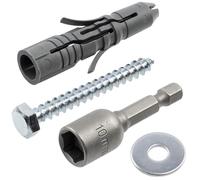 AERZETIX - Kit de 50 chevilles Ø10x50 mm en nylon + 50 vis tirefond Ø6x50 mm + 50 rondelles larges pour boulon M6 + 1 douille embout de vissage à 6 pans creux 1/4 SW10