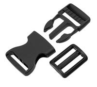 AERZETIX - Kit de 6 Boucles clips d'attache réglable à ouverture rapide + 6 Boucles coulissantes pour accessoires textiles DIY sangles bretelles | passant 40 mm | en plastique de couleur noir