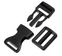 AERZETIX - Kit de 6 Boucles clips d'attache réglable à ouverture rapide + 6 Boucles coulissantes pour accessoires textiles DIY sangles bretelles | passant 20 mm | en plastique de couleur noir