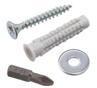 AERZETIX - Kit de 60 chevilles universelles à collerette Ø6x30 mm en nylon + 60 vis à bois Ø4x30 mm + 60 rondelles larges pour boulon M4 + 1 embout de vissage PZ2 1/4