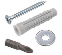 AERZETIX - Kit de 60 chevilles universelles à collerette Ø8x40 mm en nylon + 60 vis à bois Ø4.5x40 mm + 60 rondelles larges pour boulon M5 + 1 embout de vissage PZ2 1/4