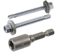 AERZETIX Kit de 60 vis autoperceuses Ø5.5x50 mm avec rondelle EPDM / 1 embout SW8