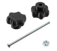 AERZETIX - Kit de 8 boutons molettes poignées de serrage М5 en forme d'étoile en plastique noir + 4 vis M5x100 mm à 6 pans et 4 écrous M5 hexagonaux | plage de serrage maximale 76 mm