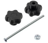 AERZETIX - Kit de 8 boutons molettes poignées de serrage М6 en forme d'étoile en plastique noir + 4 vis M6x120 mm à 6 pans et 4 écrous M6 hexagonaux | plage de serrage maximale 91 mm