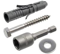 AERZETIX - Kit de 8 chevilles Ø10x50 mm en nylon + 8 vis tirefond Ø6x50 mm inoxydable A2 + 8 rondelles larges A2 pour boulon M6 + 1 douille embout de vissage à 6 pans creux 1/4 SW10