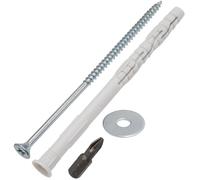 AERZETIX - Kit de 8 chevilles universelles à collerette biseautée Ø8x120 mm en polyamide + 8 vis à bois Ø5x120 mm + 8 rondelles larges pour boulon M5 + 1 embout de vissage PZ2 1/4