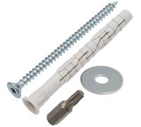 AERZETIX - Kit de 8 chevilles universelles à collerette biseautée Ø8x80 mm en polyamide + 8 vis à bois Ø5x80 mm + 8 rondelles larges pour boulon M5 + 1 embout de vissage étoile T25