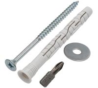 AERZETIX - Kit de 8 chevilles universelles à collerette biseautée Ø8x80 mm en polyamide + 8 vis à bois Ø5x80 mm + 8 rondelles larges pour boulon M5 + 1 embout de vissage PZ2 1/4