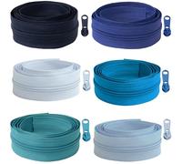 AERZETIX - Kit de Fermeture éclair à glissière spirale 6x1 m N°5 - nuance bleu + 18 curseurs N°5 non verrouillables en métal - pour projet de couture