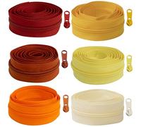 AERZETIX - Kit de Fermeture éclair à glissière spirale 6x1 m N°5 - nuance jaune-rouge + 18 curseurs N°5 non verrouillables en métal - pour projet de couture