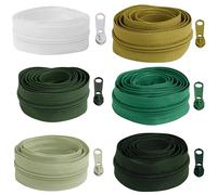 AERZETIX - Kit de Fermeture éclair à glissière spirale 6x1 m N°5 - nuance vert + 18 curseurs N°5 non verrouillables en métal - pour projet de couture