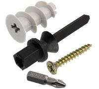 AERZETIX - Kit de fixations pour plaques de plâtre : 60 chevilles Ø13x22 mm avec outil de pose + 60 vis à bois Ø3.5x25 mm jaune + 1 embout de vissage PZ2 (1/4x25 mm)