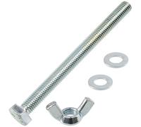 AERZETIX - Kit ensemble de 5 écrous papillons à oreilles M10 + 10 rondelles plates + 5 boulons M10x120 mm à tête hexagonale | en acier