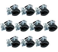 AERZETIX - Lot de 10 Colliers Isophoniques - Support Fixation avec Joint - pour Tuyau Ø 1/4'' - DIN EN 10111 - en Acier Zingué - à Visser M8