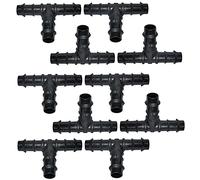 AERZETIX - Lot de 10 Raccords en T Ø16mm pour Tuyau d'Arrosage - Jonction Cannelée en Plastique pour Système d'Irrigation Goutte à Goutte - Répartiteurs pour Tuyau