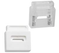 AERZETIX - Lot de 12 bloque-cordons carrés à ressort à 1 trou - stop serre arrêt cordon - ouverture 13x4 mm - en plastique - couleur blanc et blanc transparent
