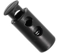 AERZETIX - Lot de 12 bloque-cordons cylindriques à ressort à 2 trous - stop serre arrêt cordon - ouverture 3.5 mm - en plastique - couleur noir