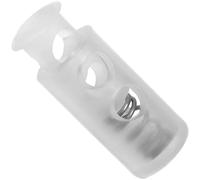 AERZETIX - Lot de 12 bloque-cordons cylindriques à ressort à 2 trous - stop serre arrêt cordon - ouverture 3.5 mm - en plastique - couleur blanc transparent