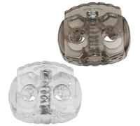 AERZETIX - Lot de 12 bloque-cordons ovales à ressort 17 mm à 2 trous - couleur blanc transparent et marron transparent - ouvertures 3.5 mm - en plastique - ajustement lacets vêtements
